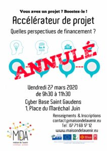 affiche d'annulation de l'atelier Accélérateur de projet